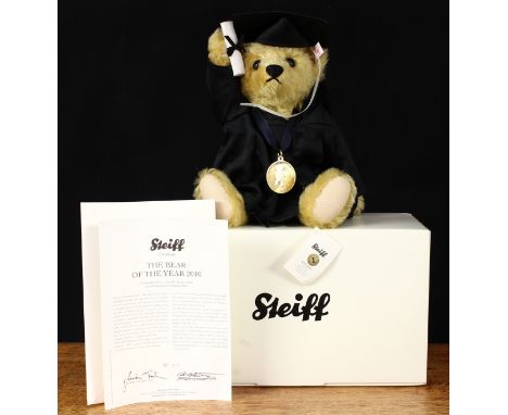 Steiff (Germany) 66366 bear of the year 2010, exclusively made for Danbury Mint, trademark Steiff button to ear with red and 