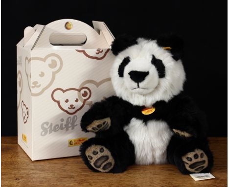 Steiff (Germany) 064258 Manschli Panda, trademark Steiff button to ear with red and yellow tag, 25cm high, boxed 