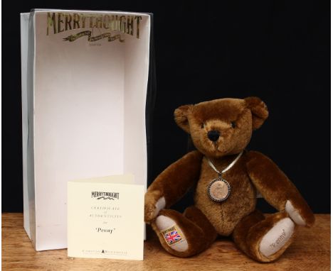 A Merrythought SH12PEN Penny teddy bear, made exclusively for Compton and Woodhouse, trademark yellow square 'MERRYTHOUGHT MA