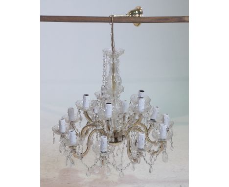 A VICTORIAN STYLE GLASS EIGHT BRANCH CHANDELIERWith glass drop decoration 53cm wide