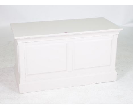 A MODERN GREY PAINTED HARDWOOD TRUNK103cm wide; 56cm high