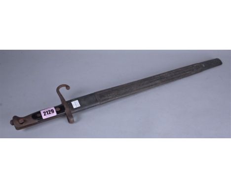 A WORLD WAR II BAYONET PROBABLY ITALIANStamped 'BRESCIA', with a leather scabbard, 65cm long