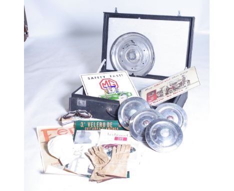 MOTOR MEMORABILIA; INCLUDING TWO ENAMEL SIGNS, A SET OF FOUR TRIUMPH HUB CABS (QTY)And sundry