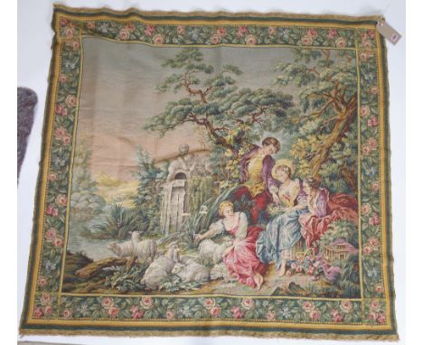 A MODERN FRENCH TAPESTRY HANGING PANEL (2)145cm wide; 135cm long and  another modern french rectangular hanging tapestry 158c