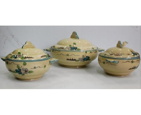 A Clarice Cliff for Wilkinson Ltd,  forty-eight piece part dinner service comprising 12 x 10" plates, 12 x 9" plates (one chi