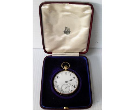 An early 18K yellow gold half-hunter stem-wind pocket watch with Swiss case and Helvetia mark, Junior Army & Navy Stores mech