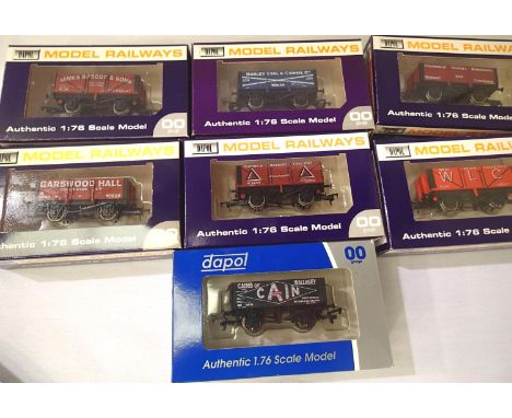 Six Dapol limited edition wagons produced for Astley Green Museum and Cains of Wallasey in wrong box. P&P Group 1 (£14+VAT fo