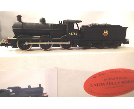Union Mills N gauge class 3F 060 loco, BR Black Livery, 43766, boxed. P&P Group 1 (£14+VAT for the first lot and £1+VAT for s