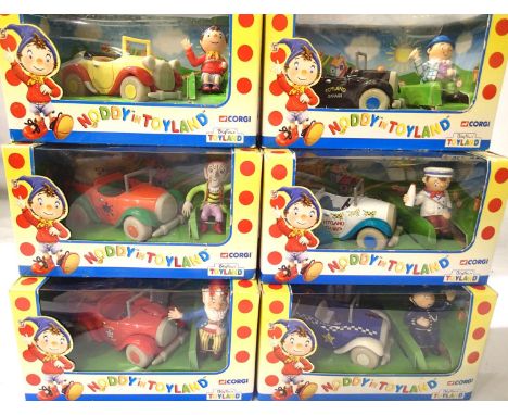 Set of six Corgi Noddy In Toyland diecast model cars, boxed. P&amp;P Group 3 (£25+VAT for the first lot and £5+VAT for subseq
