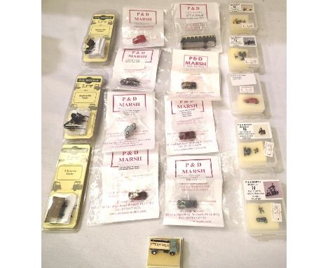 Seventeen painted N gauge metal vehicles, cars, scammells, bus, motorcycles, side cars etc. P&amp;D Marsh and PG Models. P&am