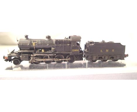 N gauge kit built 7F class, 2.8.0 and tender 13805, LMS Black, weathered and detailed, unboxed. P&amp;P Group 1 (£14+VAT for 