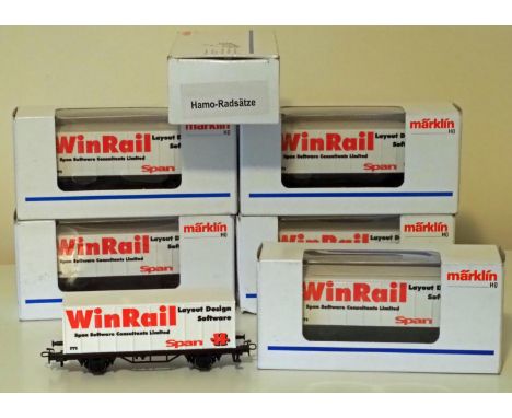 Marklin H0 2-rail DC group of six Winrail promotional container wagons.  New. P&amp;P Group 2 (£18+VAT for the first lot and 
