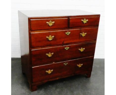 19th century mahogany chest, the rectangular top above two short drawers and three long graduating drawers on bracket feet, 8