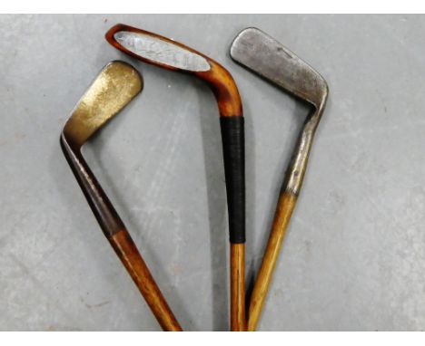 Three vintage Hickory shafted golf clubs, (3) 