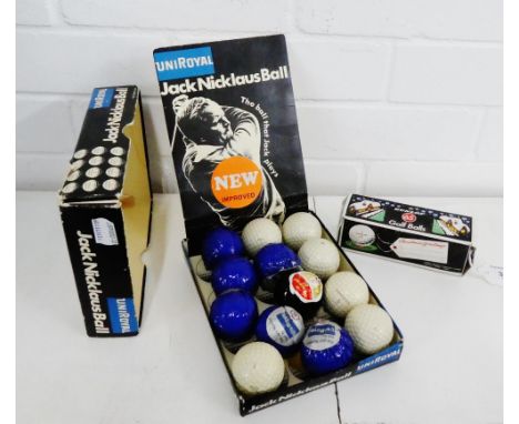 A collection of vintage golf balls to include Dunlop 65 and UniRoyal Jack Nicholas, both boxed, (a lot) 