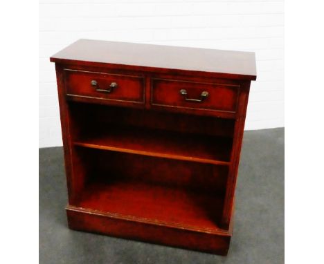 A small hardwood  bookcase, with two drawers above open an open shelf,  84 x 77cm