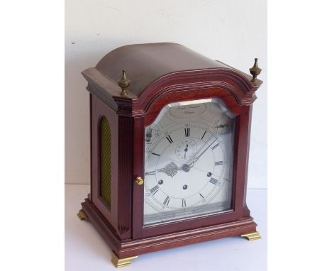 A mahogany-cased eight-day bracket clock; late 20th century, the silvered dial with Roman numerals and signed 'Joseph Kiening