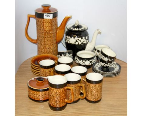 A 1970's ceramic coffee set and a crescent ivory part tea set.