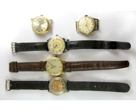 Five mixed vintage gent's watches.