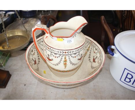 A Victorian pottery jug and basin set