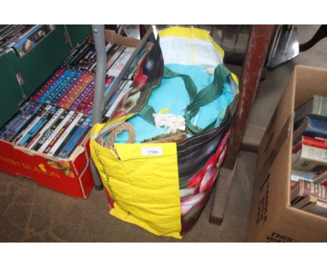 A bag of curtains; a duvet set etc