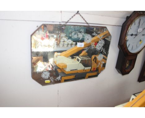 An unframed wall mirror with floral decoration 