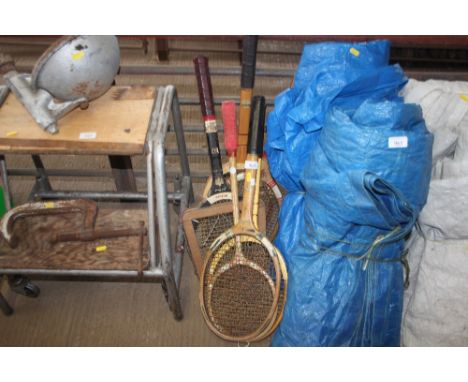 A collection of vintage rackets 