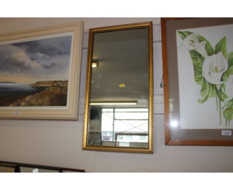 A gilt framed oblong mirror