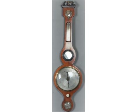 A banjo barometer including thermometer and dry/moisture meter. Holland, ca 1900.