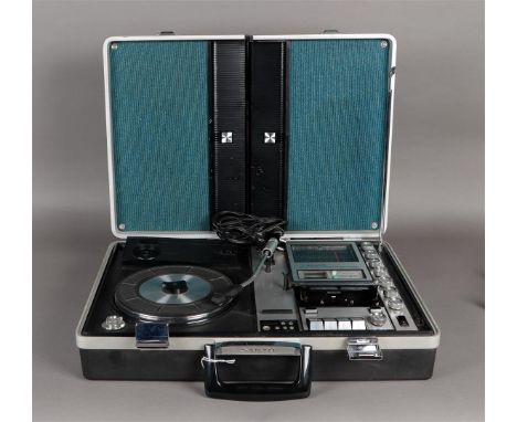 A vintage SANYO record player in case. In working condition.