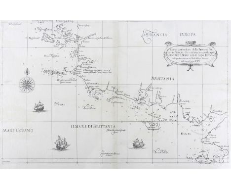 DUDLEY, Robert (1573-1649). Carta particolare della Britannia, [Florence, c.1660], engraved chart, 470 x 740mm. With another 