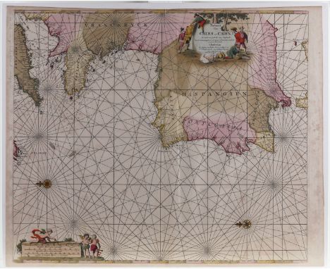 KEULEN, Johannes van (1654-1715) & Gerard van KEULEN (1678-1726). Nine hand-coloured charts from the Zee-Fakkel showing the c