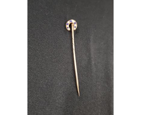 C1900 18 CARAT GOLD PEARL AND LAPIS TIE/HAT PIN 