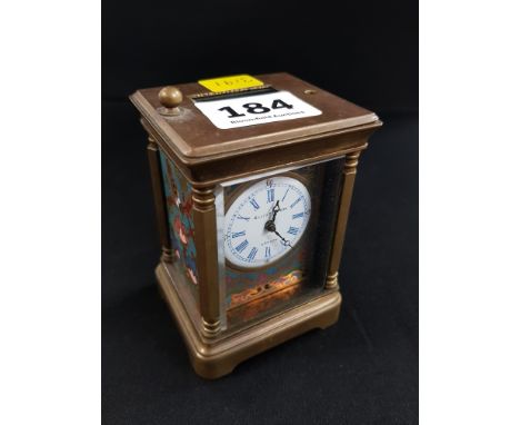 ANTIQUE MINIATURE BRASS AND ENAMEL CARRIAGE CLOCK BY ELLIOTT AND SONS, LONDON 