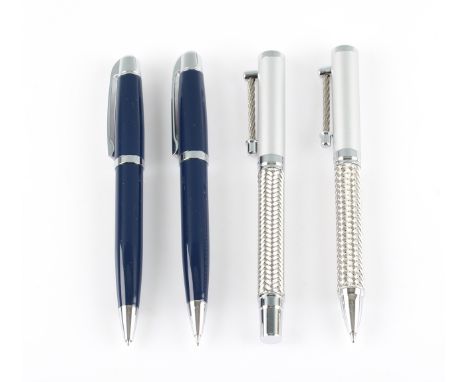 A lot to include, a Stratton ballpoint and fountain pen set, set with rope design to body, with box, and a Sheaffer ballpoint