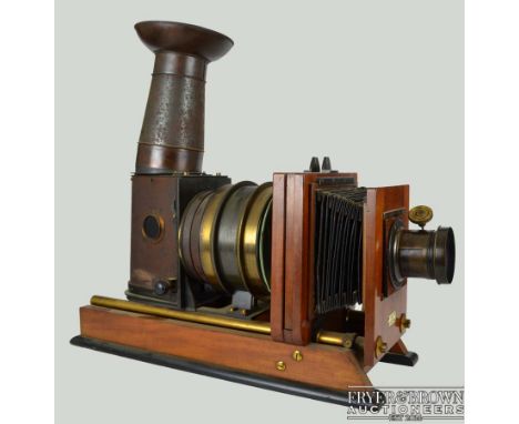 A Magic Lantern projector/enlarger labelled Ross & Co, No.900m, patent, of mahogany, tinplate and bras construction together 