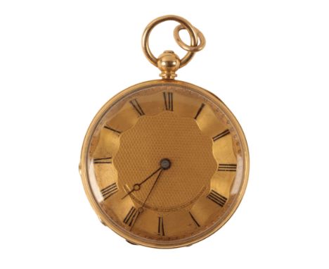 BENNETT  OF LONDON: AN 18CT GOLD GENTLEMAN'S OPEN FACE POCKET WATCH with key-wind movement, the gold dial with black Roman nu