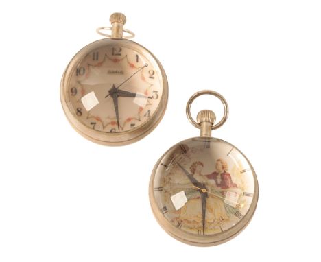 A GLOBE POCKET WATCH with manual wind movement, the white enamel dial with black Arabic numerals and steel hands; and one oth