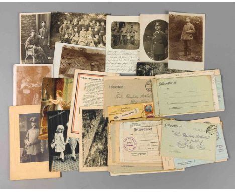 Posten Feldpost und Fotos 1. WK dabei 9 SW-Fotos mit Portrait- und Gruppenaufnahmen, teils beschrieben und so wie die Feldpos