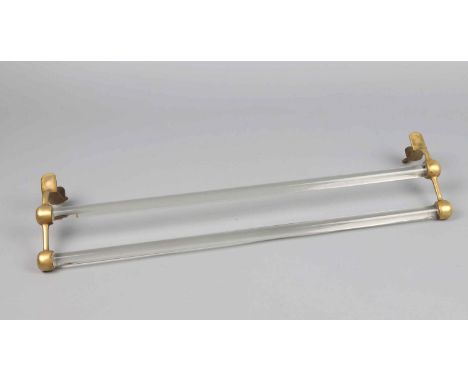 Art Deko Handtuchhalter 1920er Jahre Messinghalterung durch 2 farblose Glasstäbe von ca. 15 mm Ø miteinander verbunden. L ca.