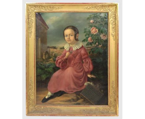 Biedermeier Mädchenporträt - Terne, H. 1842 Öl auf Leinwand links unten signiert H. Terne sowie datiert 1842, umseitiger Werk