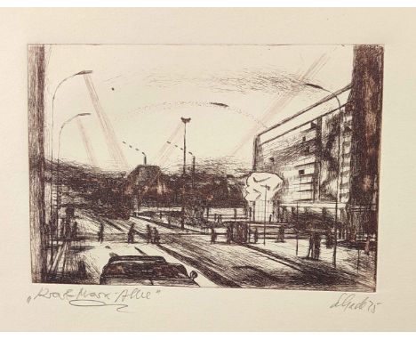 Karl-Marx-Allee - Kozik, Gregor Torsten (Schade) Radierung rechts unterhalb mit Blei signiert Schade sowie datiert (19)75, li