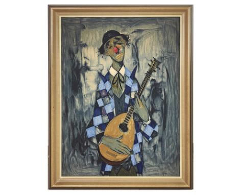 Clown mit Mandoline - Lignon, Bernard Farbserigraphie auf Leinwand rechts unten signiert Lignon, Bernard Lignon (*1928 Montpe