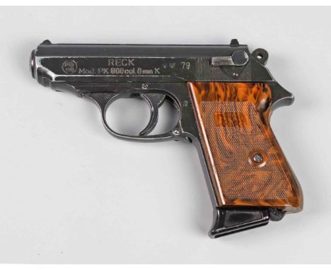 Schreckschuss Pisole Reck Mod. PK 800 cal. 8 mm K, als Vorbild stand die Walther Modell PPK, PTB 196, Made in Germany, Schrec