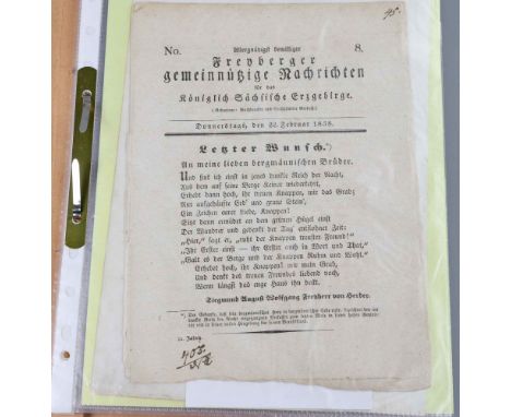 Freyherr von Herders letzter Wunsch 1838 u.a. No. 8 *Freyberger gemeinnützige Nachrichten für das Königlich Sächsische Erzgeb