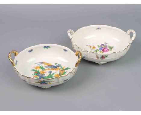 2 Rosenthal Anbietschalen Porzellan mit unterglasurgrüner Manufakturmarke Rosenthal Bavaria Modell Ph. Rosenthal, obaler Scha
