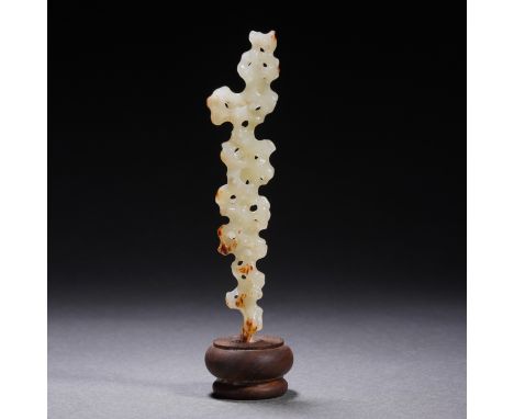 A Chinese Carved Jade Literati Rock H 13cm; W 3.5cm; 33.9g