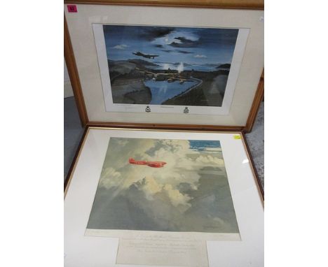 Two prints to include a limited edition print entitled 'Operation Chastise' by John Larden, 23 h x 33 w, framed