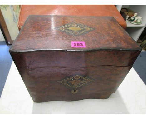 A 19th century French inlaid wooden decanter box and a selection of vintage cameras to include an Olympus 210 super zoom came