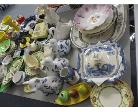 A large mixed lot of ceramics to include Carlton ware, Royal Worcester Evesham, a Longwy cylinder vase, blue and white china 